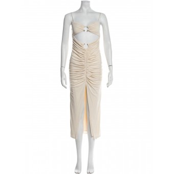 Abito midi cutout beige