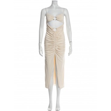Abito midi cutout beige