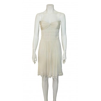 Abito midi in cotone ecru 
