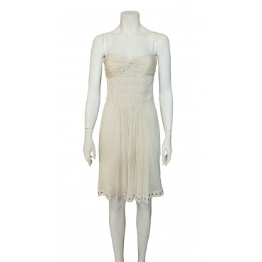 Abito midi in cotone ecru 