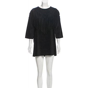 Abito in pelle nero con frange