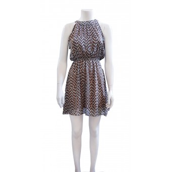 Abito multicolor con scollo all'americana