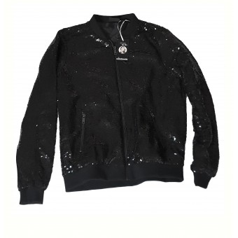 Bomber nero in paillettes