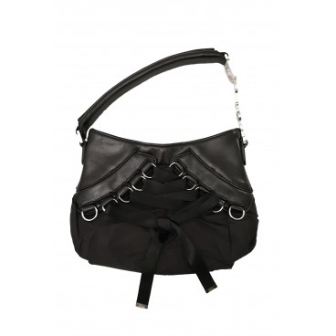 Borsa corsetto nera, manico con logo 