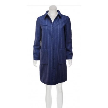 Cappotto rigato blu