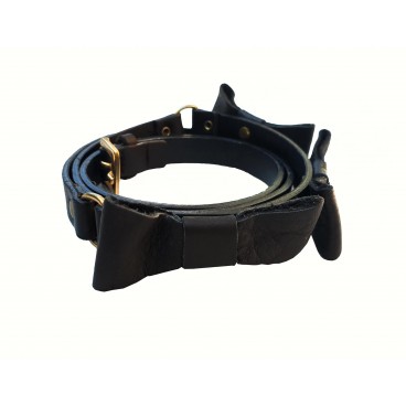 Cintura in pelle nera con fiocchi