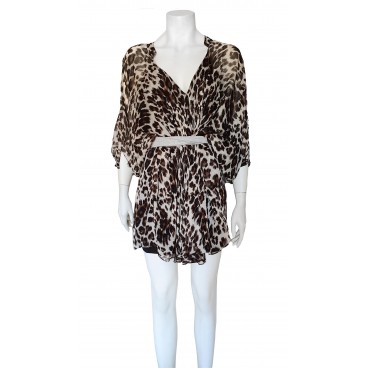 Abito leopardato con scollo a V