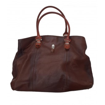 Borsa a spalla in pelle marrone 