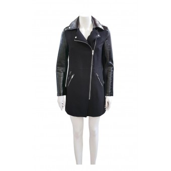 Cappotto nero lana e vernice