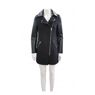 Cappotto nero lana e vernice Cappotto nero lana e vernice