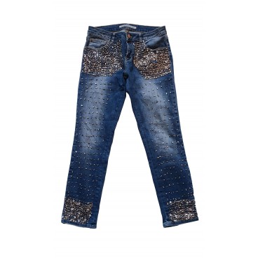 Jeans con strass e pietre