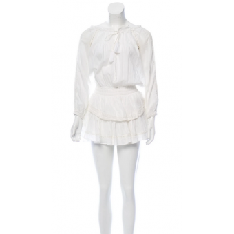 Abito mini in cotone e pizzo 