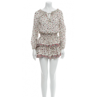Abito mini floreale in cotone 