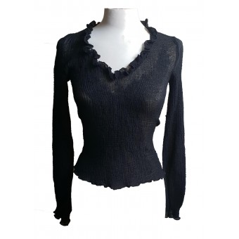 Maglia nera in lana elasticizzata