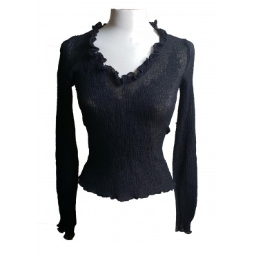 Maglia nera in lana elasticizzata