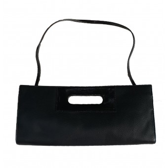 Pochette nera in pelle 