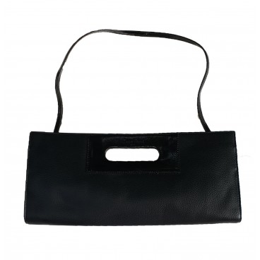 Pochette nera in pelle 