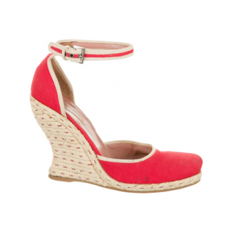 Scarpe con zeppa in paglia 