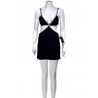 Abito nero cutout con cristalli