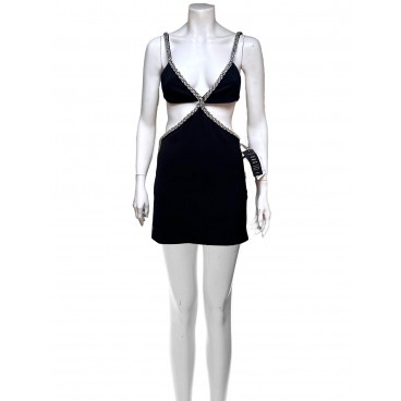 Abito nero cutout con cristalli