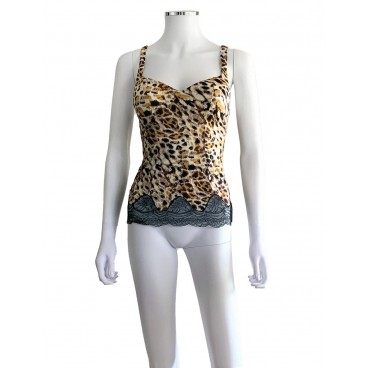 Top animalier con pizzo