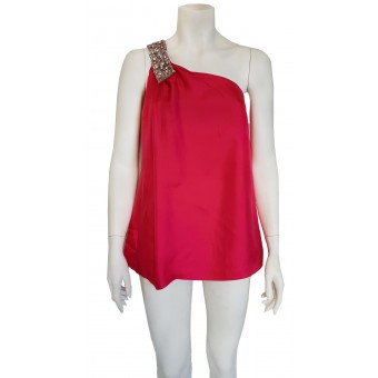 Top in seta con paillettes