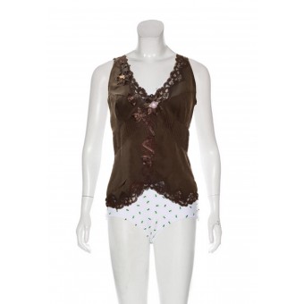 Top in seta marrone 