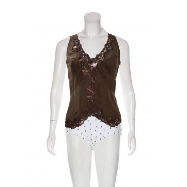Top in seta marrone 