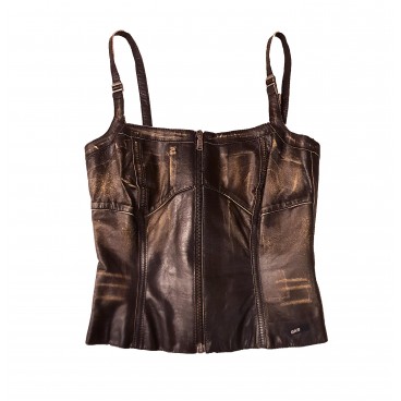 Top in pelle con zip 