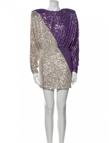 Abito in paillettes viola e avorio