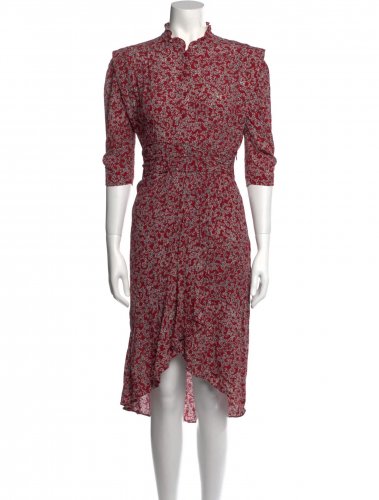 Abito midi floreale rosso