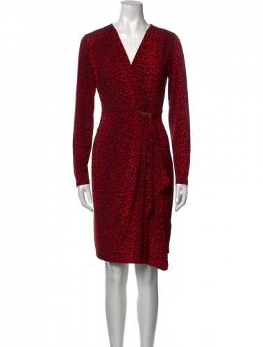 Abito midi leopardato rosso