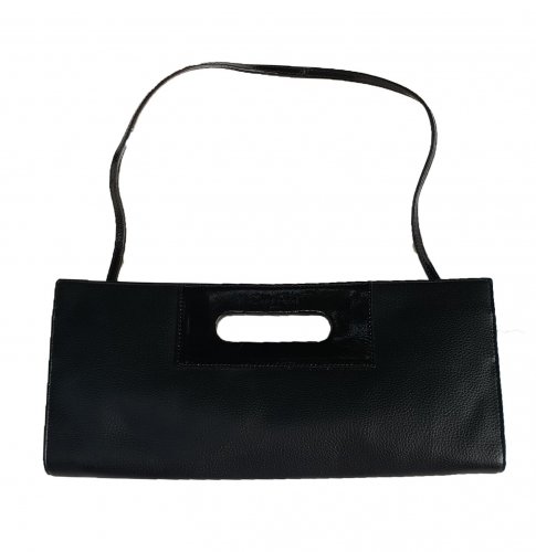 Pochette nera in pelle 