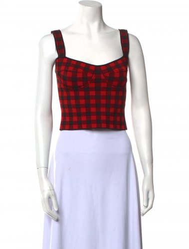 Top plaid a corsetto