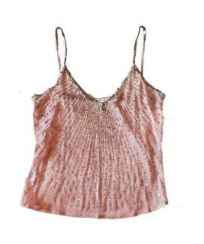 Top donna stelline rosa in seta 