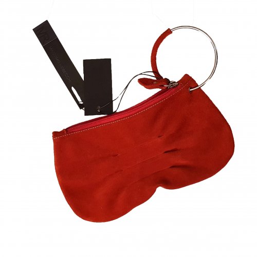 Pochette rossa in pelle scamosciata 