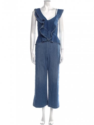Tuta in denim con balza