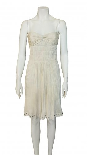 Abito midi in cotone ecru 