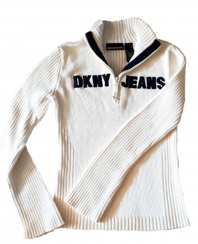 Maglia in cotone bianco con zip 