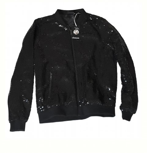 Bomber nero in paillettes