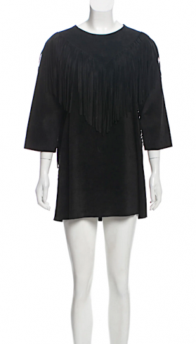 Abito in pelle nero con frange