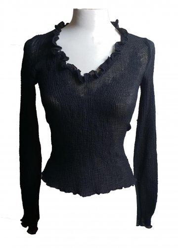 Maglia nera in lana elasticizzata