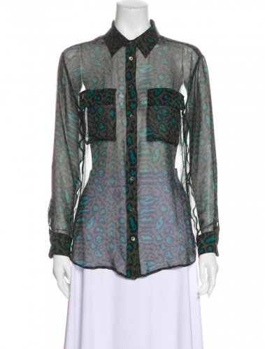 Camicia verde animalier in seta