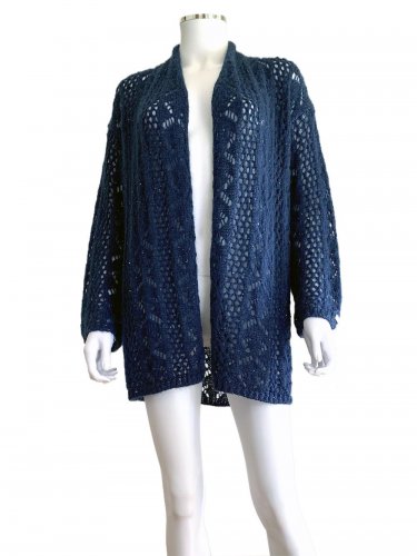 Cardigan blue traforato