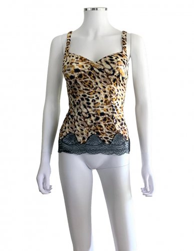 Top animalier con pizzo