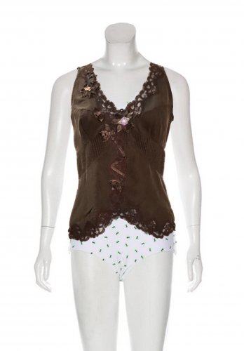 Top in seta marrone 