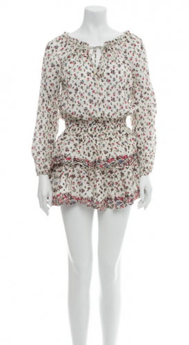 Abito mini floreale in cotone 