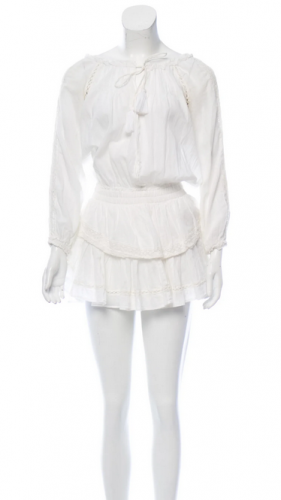 Abito mini in cotone e pizzo 