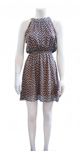 Abito multicolor con scollo all'americana