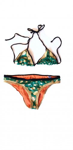 Bikini verde e oro a triangolo